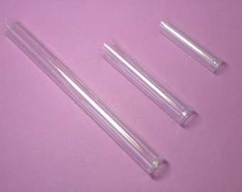 144 tubes en plastique transparent avec bouchons, 3 tailles disponibles, vendus par 12 douzaines