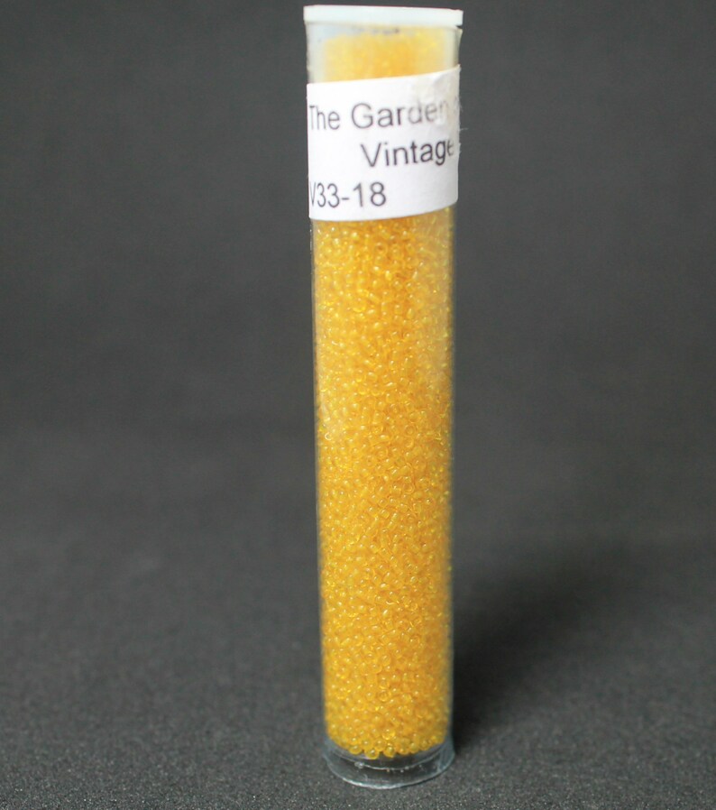 15 gram tube 180 Vintage Micro Czech Seed Beads Transparent Yellow
