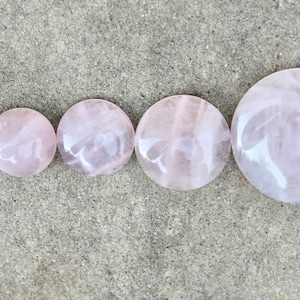 Rose Quartz Round Shaped Cabochons, 6 sizes available, buy 1 or 12