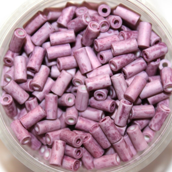 Ceramic Bugle Beads, Lilac, 6x3mm, Sold By The Ounce