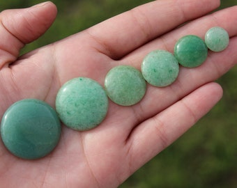 Green Aventurine Round Cabochons, 6 Size Options, Sold as Single Cabochons or by the Dozen