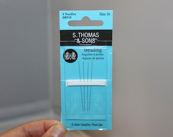 Size 16 S. Thomas & Sons Beading Needles For Micro Seed Beads, Sold by 4 Needle Pack