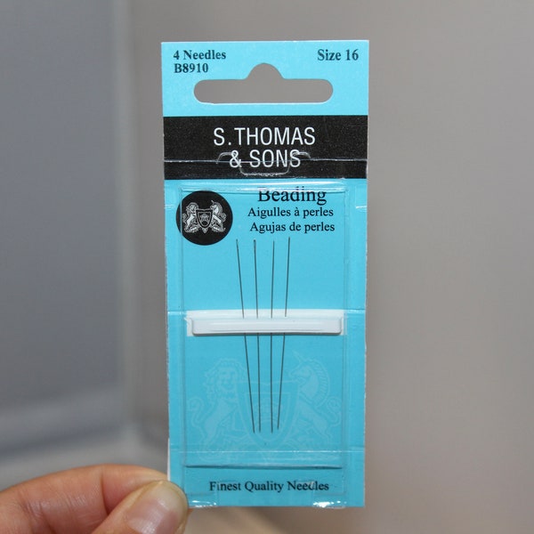 Size 16 S. Thomas & Sons Beading Needles For Micro Seed Beads, Sold by 4 Needle Pack