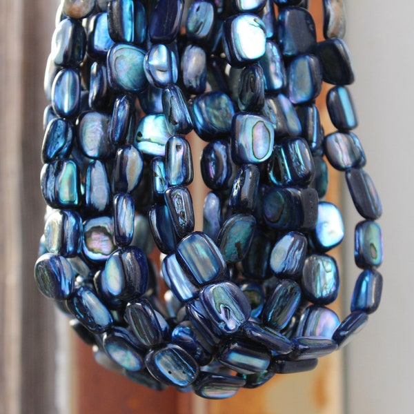 Paua Shell Nugget Beads, 16 inch Strand, Sold by the single strand or 10 strands