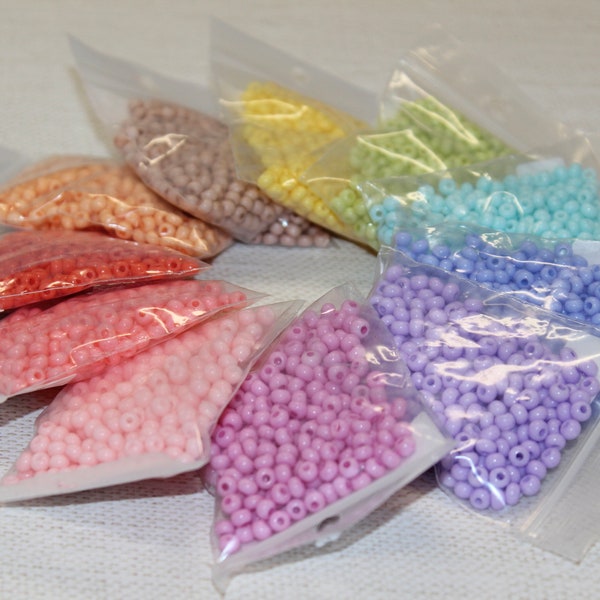 6/0 Czech Seed Beads, Mixed Pack of Pastel Tints*, 11 Colors, 20% Off