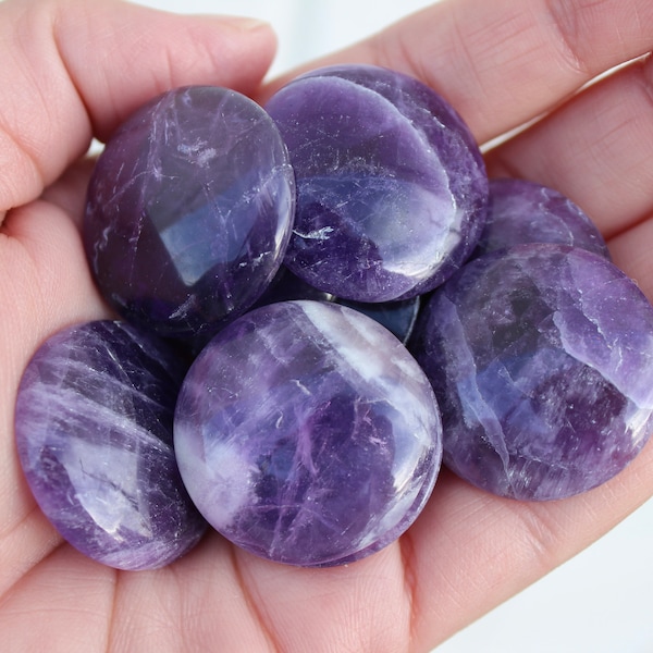 Amethyst Cabochons, 28mm Round, Sold By The Single or Dozen