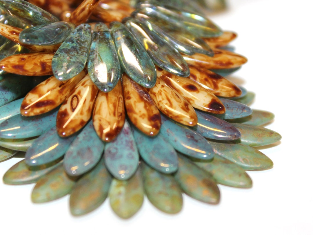 150pcs Dagger Beads 5x16mm - Aztec Pale Gold Bohemian Crystal Glass Beads For Jewelry Making - View #7