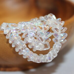 3x8mm Czech Glass Angel Wing Beads Crystal AB 50 Piece Strand Boomerang Crescent