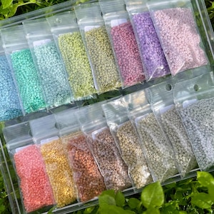 11/0 Japanese Miyuki Delica DuraCoat Opaque Dusty Pastel Mix, 16 Colors, 8 Grams Each