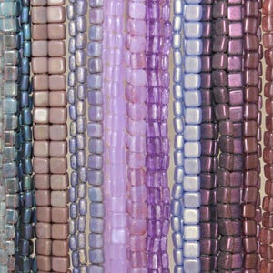 6mm CzechMate 2 Hole Tile Beads, Czech Glass Flat Square Beads, 12 Color Options, Sold By The 50 Pieces
