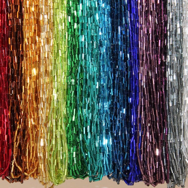 5mm, #2 Silver Lined Czech Glass Bugle Bead Collectors Pack, 14 hanks in 14 colors, 20% off