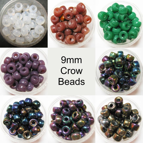 9mm Czech Glass Crow Beads, Opal and Iris Colors , 50 Pieces Per Purchase, Circa 1980