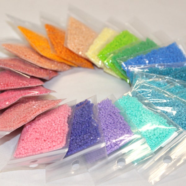 11/0 Japanese Miyuki Delica Opaque Duracoat Bright Pastel Variety Pack, 8 Grams of Each Color, 20% Off