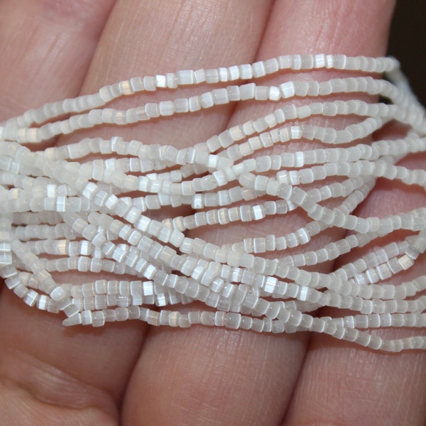 16/0 Vintage Micro, White Satin Tube Bead, Sold By The 3 Mini Hanks