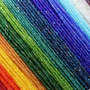 9/0 Czech 3 Cuts, Transparent AB Pack, 13 Hanks in 13 Colors