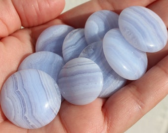 Blue Lace Agate Cabochons, 3 Size/Shape Options, Sold by Single Cabochon or by the Dozen