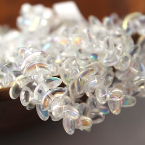 10x4mm Czech Glass Angel Wings in Crystal AB, Sold By The 50 Pieces