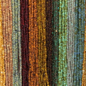 8/0 Czech Seed Bead Travertine Collection, 12 Half Hanks in 12 Colors