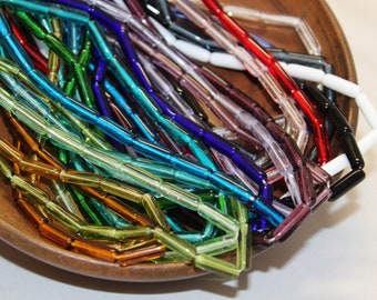 4x14mm Czech Tube Beads, Basic Color Palette, Choose your Color, 25 pieces per purchase