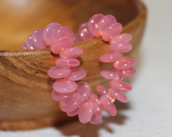 6mm Czech Single Hole Lentil Beads in Pink Opal, Sold by the 50 Piece Strand