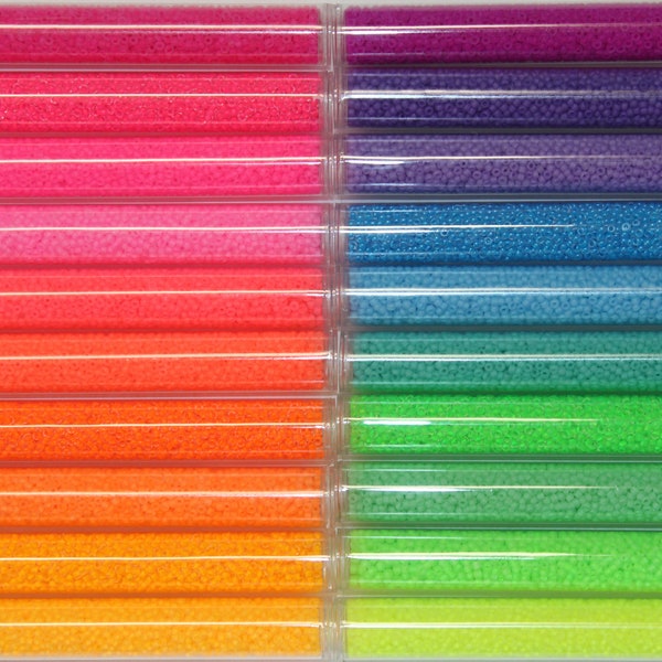 11/0 Japanese Frosted/Matte Neon Lined Crystal Variety Pack, 20 Colors, 1 Ounce Each, 20% Off