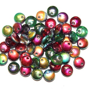 Perles de lentilles monobloc tchèques de 6 mm en paon de Marea, vendues par brin de 50 pièces