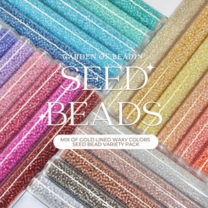 Japanese Seed Beads, Mix of Gold Lined Waxy Colors, Choose from Size 6/0, 8/0, 11/0 and 15/0