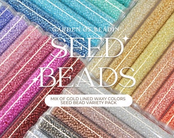 Japanese Seed Beads, Mix of Gold Lined Waxy Colors, Choose from Size 6/0, 8/0, 11/0 and 15/0