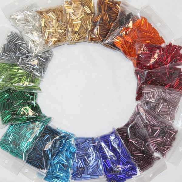 12mm, #5 Czech Bugle Silver Lined Variety Pack, 19 Colors, 1 ounce each, 20% off