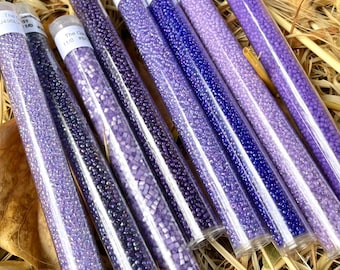 11/0 Royal Lavender Japanese Seed Bead Mini Pack, 8 Colors Included, 1 Ounce Tube Of Each