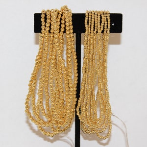 Vintage Vacuum Plated Gold Beads, Made in Japan, 2mm or 3mm, 60&quot; Strand