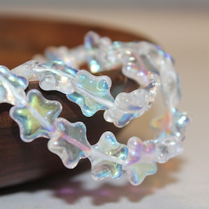 12mm Czech Pressed Glass Star Beads in Crystal AB, Sold by the 25 Pieces