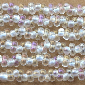 2x4mm Czech Farfalle beads, Crystal AB, 3 strands per purchase