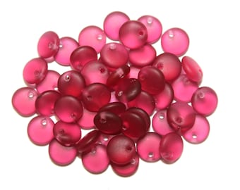 6mm Czech Single Hole Lentil Beads in Transparent Frosted Fuchsia, Sold by the Single 50pc Strand