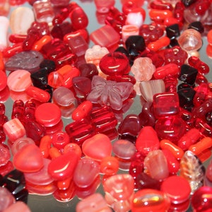Red Bead Soup Top Quality Czech Glass Bead Mix 50 Gram or 100 Gram Grab Bag
