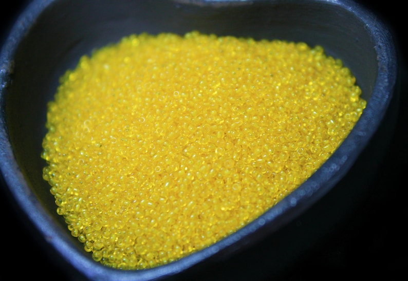 15 gram tube 180 Vintage Micro Czech Seed Beads Transparent Yellow