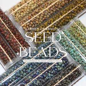 Japanese Miyuki Seed Beads, Mix of Opaque Picasso Colors, Choose from Size 6/0, 8/0, 11/0 or 15/0