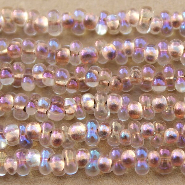 2x4mm Czech Farfalle Beads, Copper Lined AB, 3 Strands per Purchase