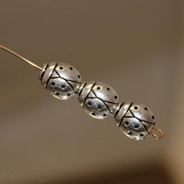12x9.5mm Pewter Ladybug Beads, Sold by the 1.5 Ounce Bag (Approx. 18 Pcs), Lead and Cadmium Free!