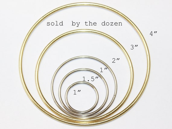 Metal Rings For Macrame Dream Catchers and DIY Crafts 1 inch to 4 inch Brass and Silver Sold By The Dozen