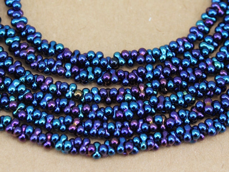 2x4mm Czech Farfalle Beads, Blue Iris, 3 Strands per Purchase image 2