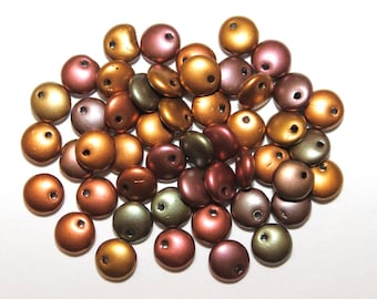 6mm Czech Single Hole Lentil Beads in Opaque Bronze Iris Supra, Sold by the 50 Piece Strand