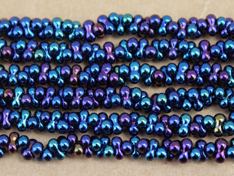 2x4mm Czech Farfalle Beads, Blue Iris, 3 Strands per Purchase image 1