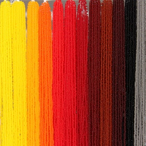 11/0 Czech Seed Beads, Earth/Fire Mix, 14 Hanks in 14 Opaque Colors, Including Black, White and Gray