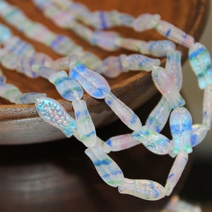 14x7mm Czech Fish Beads in Art Glass Ghost, Sold by the 25 Pieces