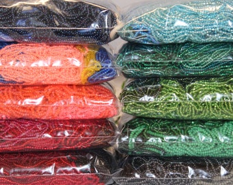 GRAB BAG! - Vintage Czech Seed Bead Hanks, Size 12/0 to 9/0, Choose Your Color Range, 1/4 Kilo, 20% off