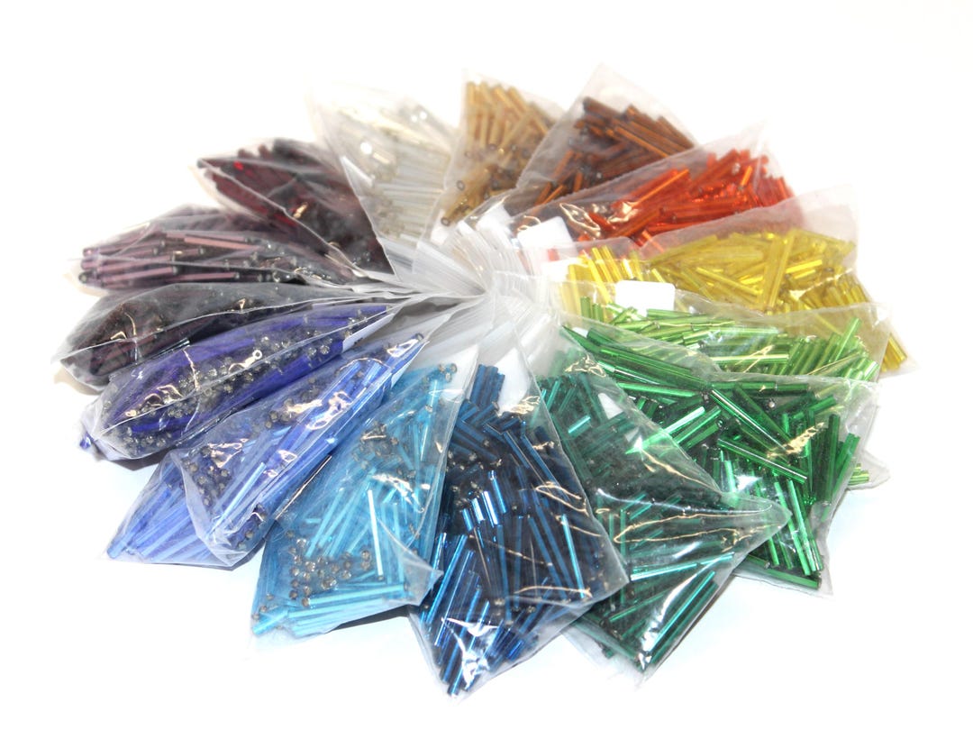 Bugle Packing 20mm, 3/4 Inch Czech Bugle Straight Silver Lined Variety Pack, 15 ...