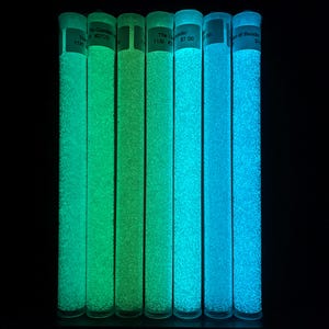 Japanese Glow in the Dark Seed Beads, Available in Size 11/0 or 8/0, 7 Colors To Choose From, Sold by the 6 Inch Tube