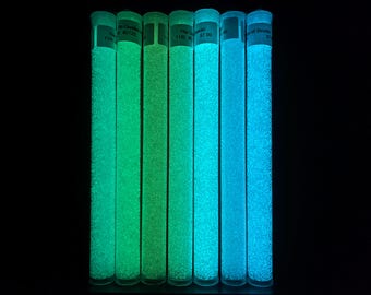 Japanese Glow in the Dark Seed Beads, Available in Size 11/0 or 8/0, 7 Colors To Choose From, Sold by the 6 Inch Tube