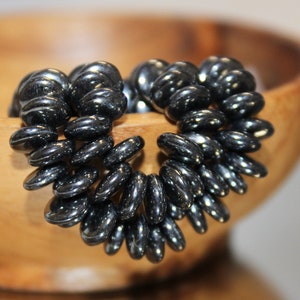 Perles de lentilles tchèques à trou unique de 6 mm en hématite métallique, vendues par brin de 50 pièces